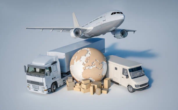 Transport options including plane, truck, van, and globe